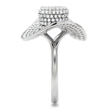 Rhodium 925 Sterling Silver Ring with AAA Grade CZ  in Clear