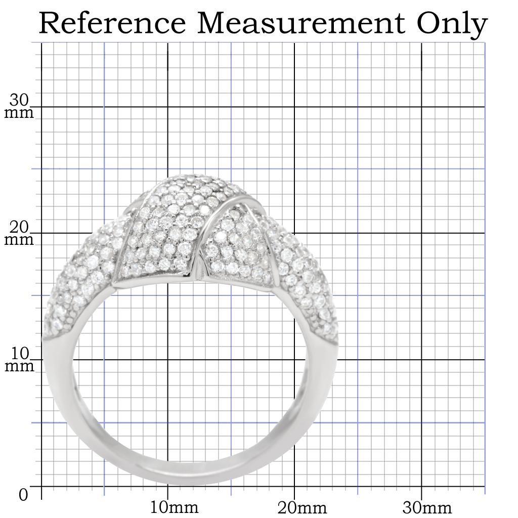 Rhodium 925 Sterling Silver Ring with AAA Grade CZ  in Clear