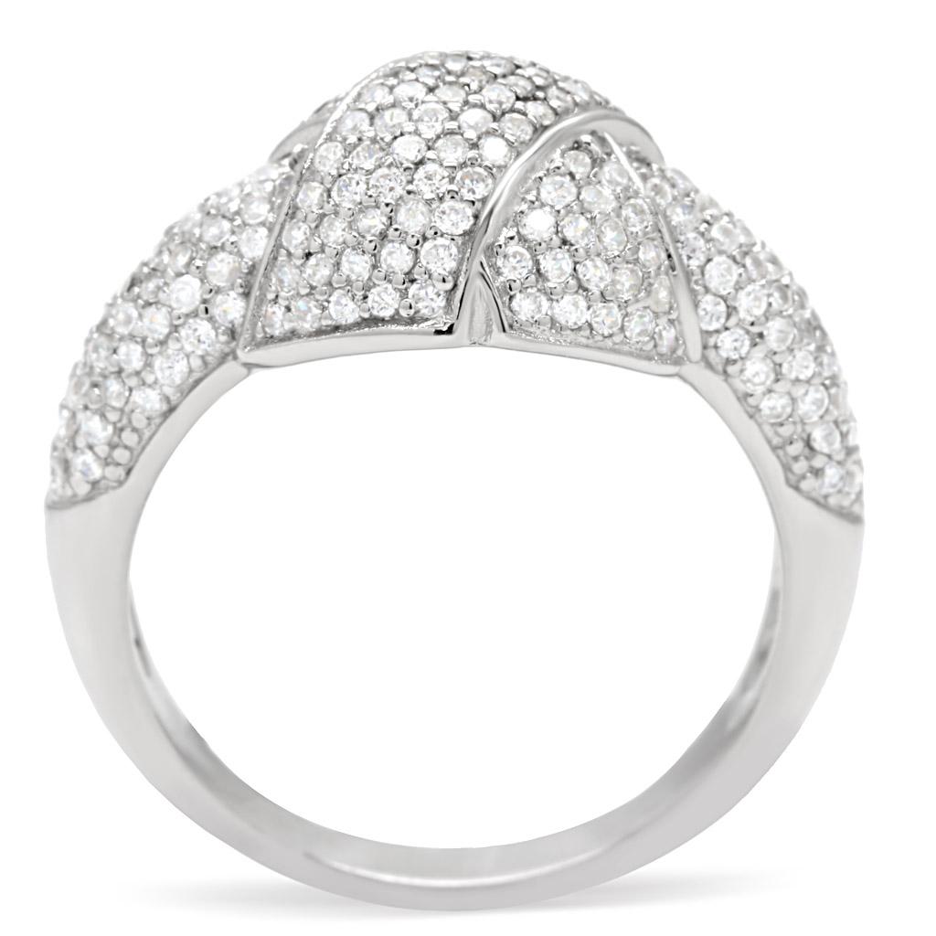 Rhodium 925 Sterling Silver Ring with AAA Grade CZ  in Clear