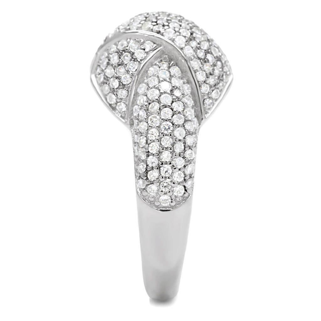 Rhodium 925 Sterling Silver Ring with AAA Grade CZ  in Clear