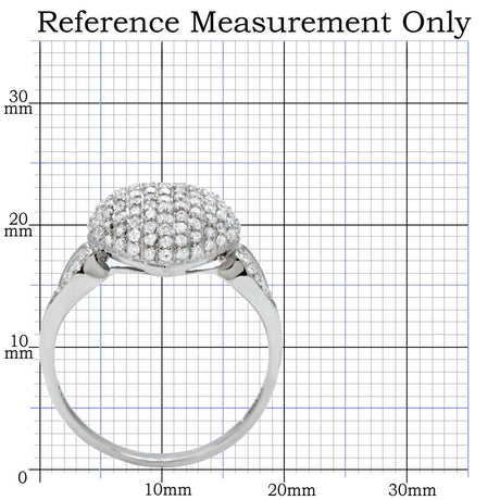 Rhodium 925 Sterling Silver Ring with AAA Grade CZ  in Clear