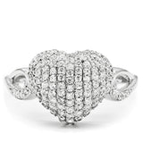 Rhodium 925 Sterling Silver Ring with AAA Grade CZ  in Clear