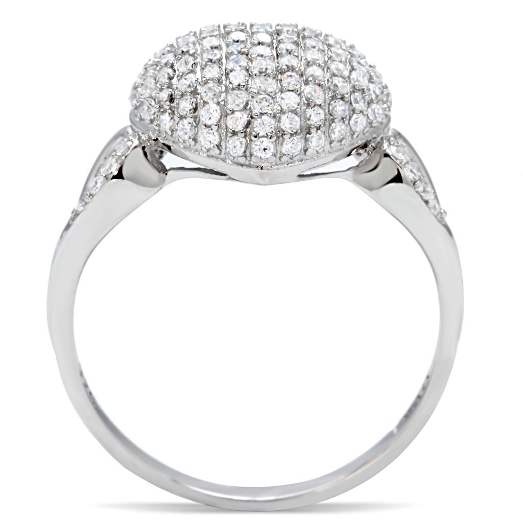 Rhodium 925 Sterling Silver Ring with AAA Grade CZ  in Clear