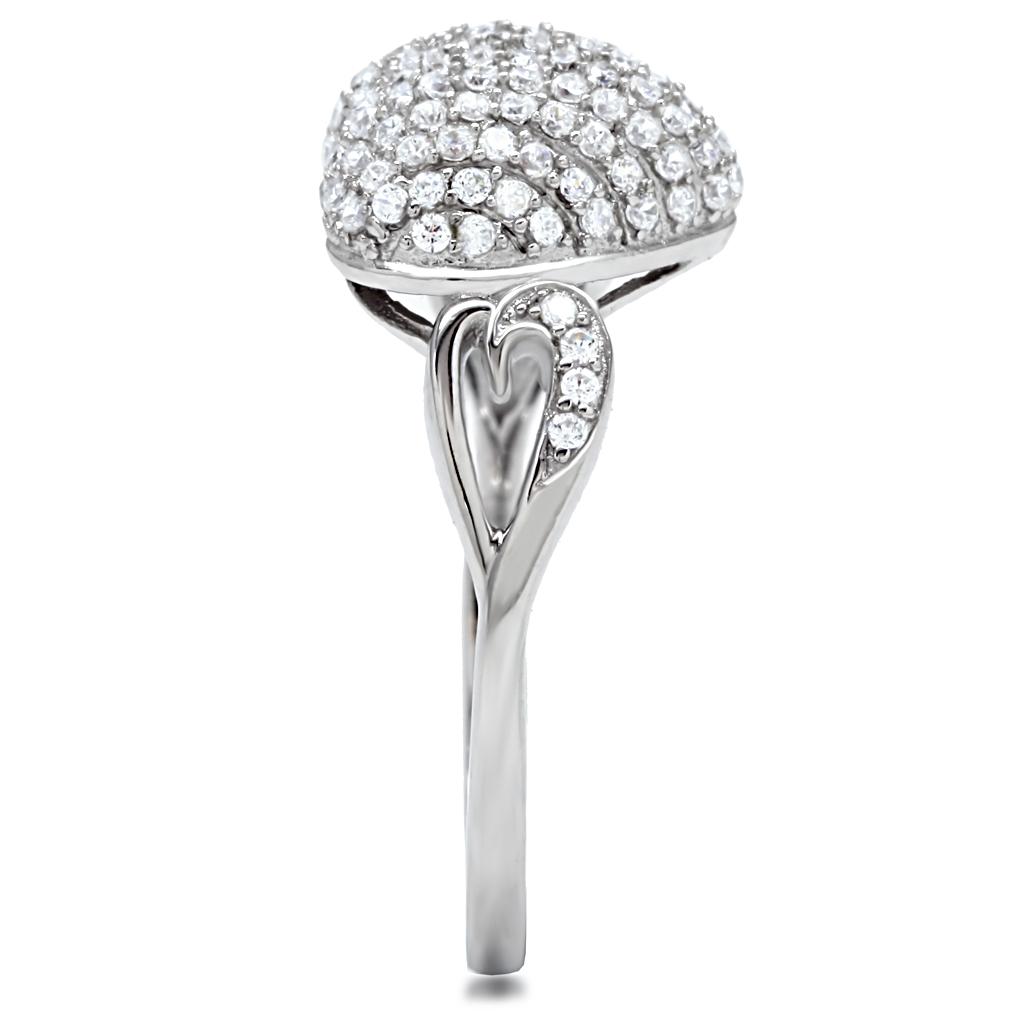 Rhodium 925 Sterling Silver Ring with AAA Grade CZ  in Clear
