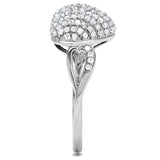 Rhodium 925 Sterling Silver Ring with AAA Grade CZ  in Clear