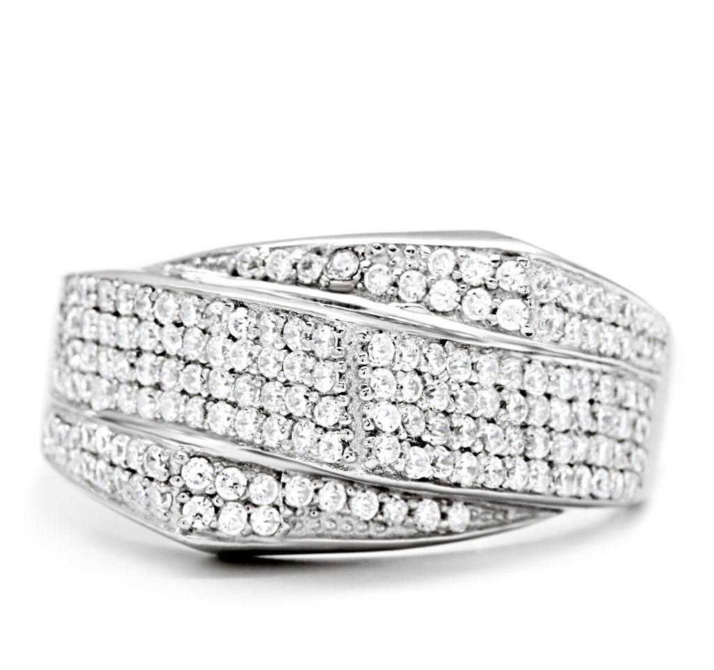 Rhodium 925 Sterling Silver Ring with AAA Grade CZ  in Clear