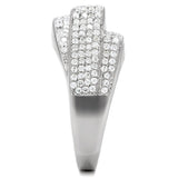 Rhodium 925 Sterling Silver Ring with AAA Grade CZ  in Clear