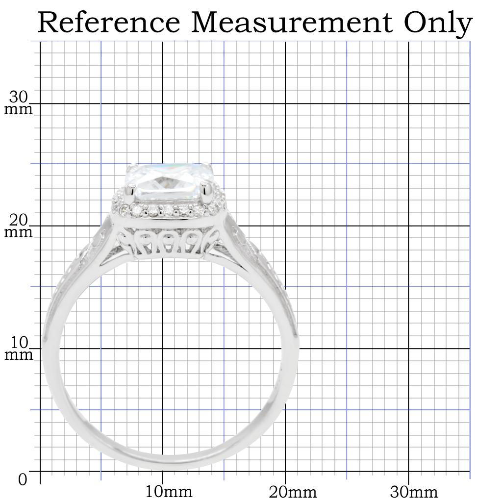 Rhodium 925 Sterling Silver Ring with AAA Grade CZ  in Clear
