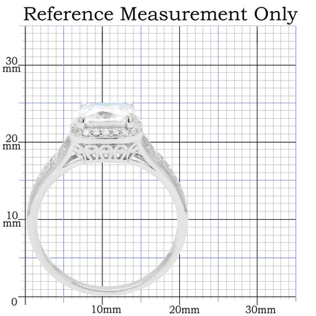 Rhodium 925 Sterling Silver Ring with AAA Grade CZ  in Clear