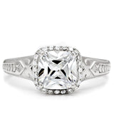 Rhodium 925 Sterling Silver Ring with AAA Grade CZ  in Clear