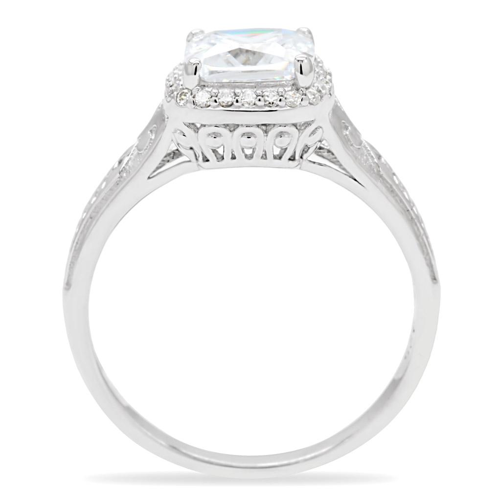 Rhodium 925 Sterling Silver Ring with AAA Grade CZ  in Clear