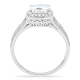 Rhodium 925 Sterling Silver Ring with AAA Grade CZ  in Clear