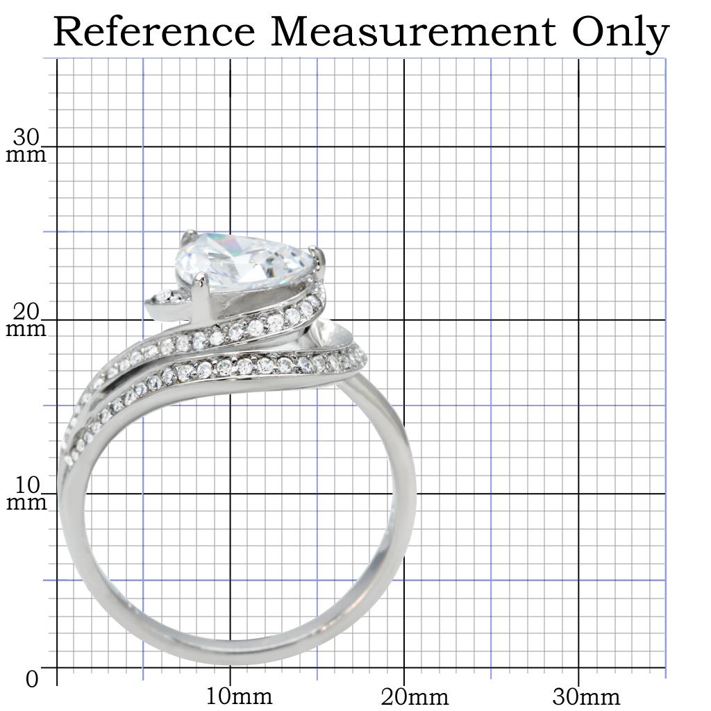 Rhodium 925 Sterling Silver Ring with AAA Grade CZ  in Clear