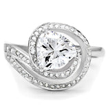 Rhodium 925 Sterling Silver Ring with AAA Grade CZ  in Clear