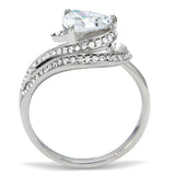 Rhodium 925 Sterling Silver Ring with AAA Grade CZ  in Clear