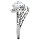 Rhodium 925 Sterling Silver Ring with AAA Grade CZ  in Clear