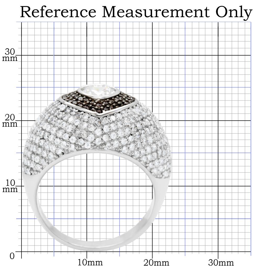 Rhodium + Ruthenium 925 Sterling Silver Ring with AAA Grade CZ  in Brown