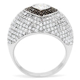Rhodium + Ruthenium 925 Sterling Silver Ring with AAA Grade CZ  in Brown