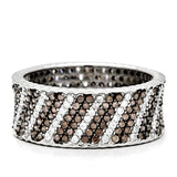 Rhodium + Ruthenium 925 Sterling Silver Ring with AAA Grade CZ  in Brown