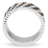 Rhodium + Ruthenium 925 Sterling Silver Ring with AAA Grade CZ  in Brown