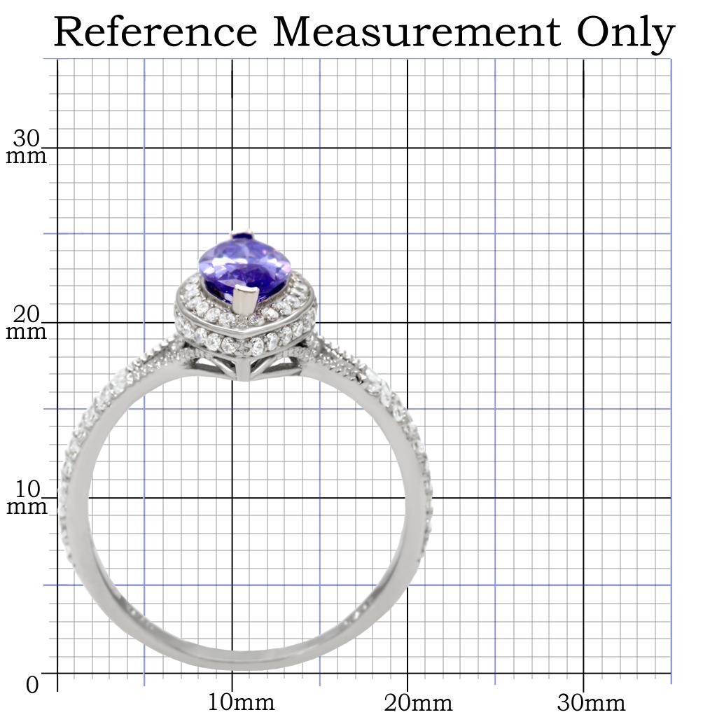 Rhodium 925 Sterling Silver Ring with AAA Grade CZ  in Tanzanite