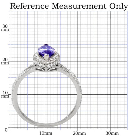 Rhodium 925 Sterling Silver Ring with AAA Grade CZ  in Tanzanite