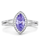 Rhodium 925 Sterling Silver Ring with AAA Grade CZ  in Tanzanite