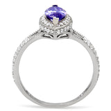 Rhodium 925 Sterling Silver Ring with AAA Grade CZ  in Tanzanite