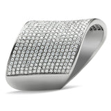 Rhodium 925 Sterling Silver Ring with AAA Grade CZ  in Clear