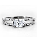 Rhodium 925 Sterling Silver Ring with AAA Grade CZ  in Clear