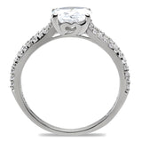 Rhodium 925 Sterling Silver Ring with AAA Grade CZ  in Clear