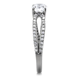 Rhodium 925 Sterling Silver Ring with AAA Grade CZ  in Clear