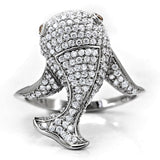 Rhodium 925 Sterling Silver Ring with AAA Grade CZ  in Brown