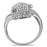 Rhodium 925 Sterling Silver Ring with AAA Grade CZ  in Brown