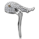 Rhodium 925 Sterling Silver Ring with AAA Grade CZ  in Brown