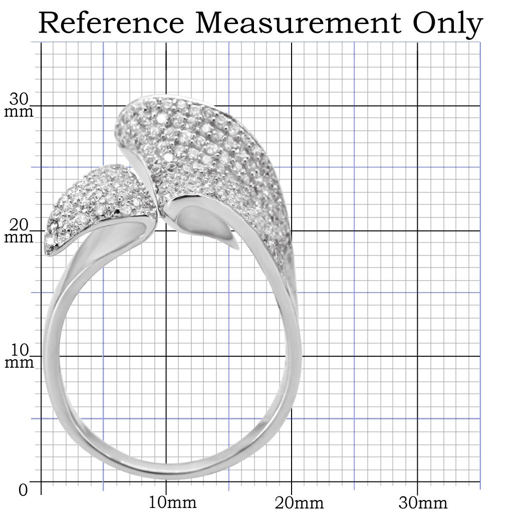 Rhodium 925 Sterling Silver Ring with AAA Grade CZ  in Clear