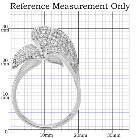 Rhodium 925 Sterling Silver Ring with AAA Grade CZ  in Clear