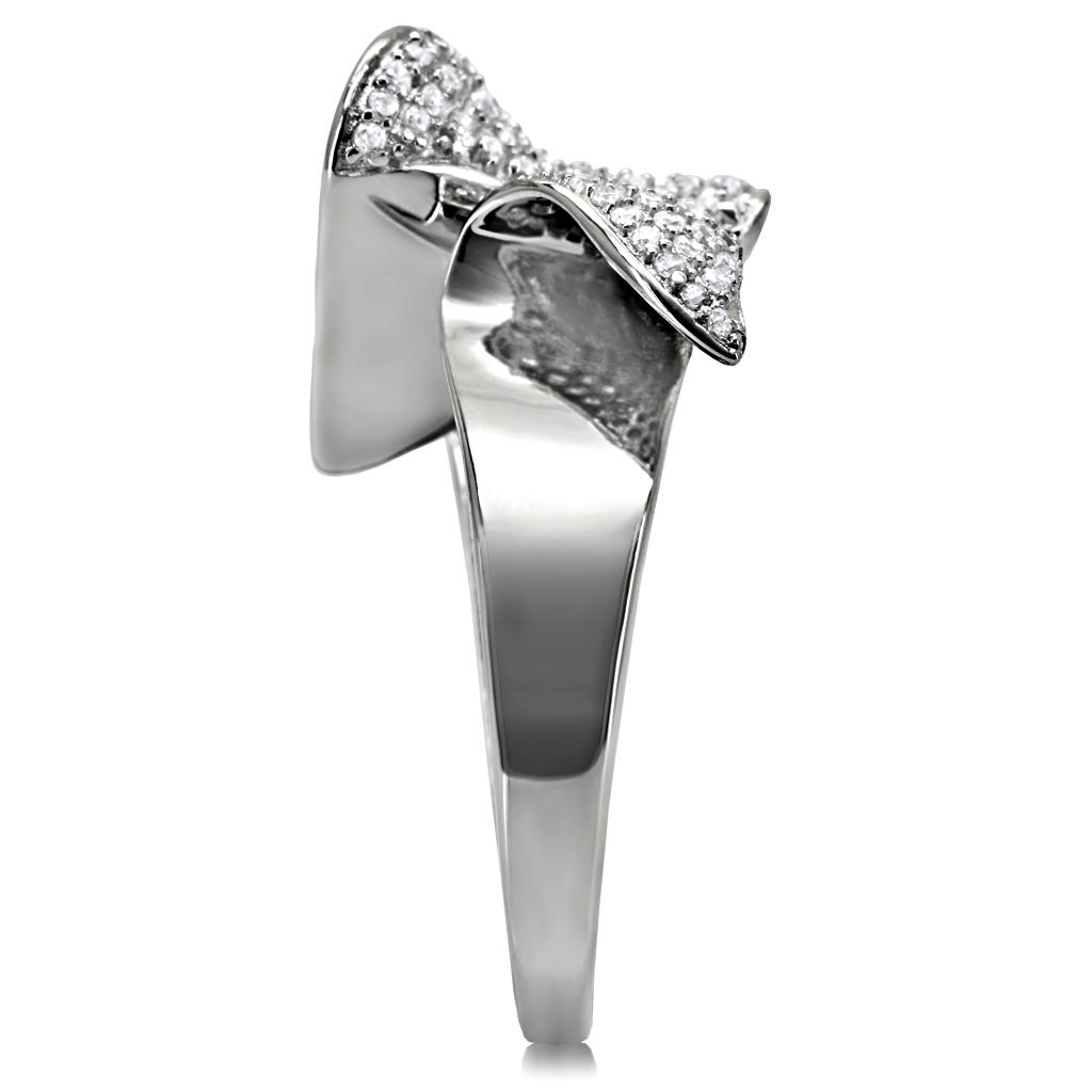Rhodium 925 Sterling Silver Ring with AAA Grade CZ  in Clear