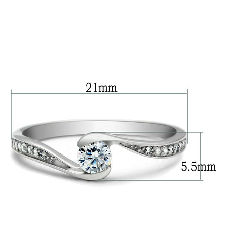 Rhodium 925 Sterling Silver Ring with AAA Grade CZ  in Clear