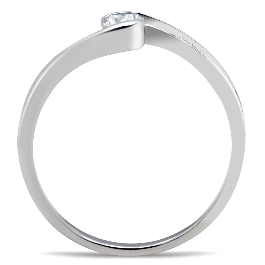 Rhodium 925 Sterling Silver Ring with AAA Grade CZ  in Clear