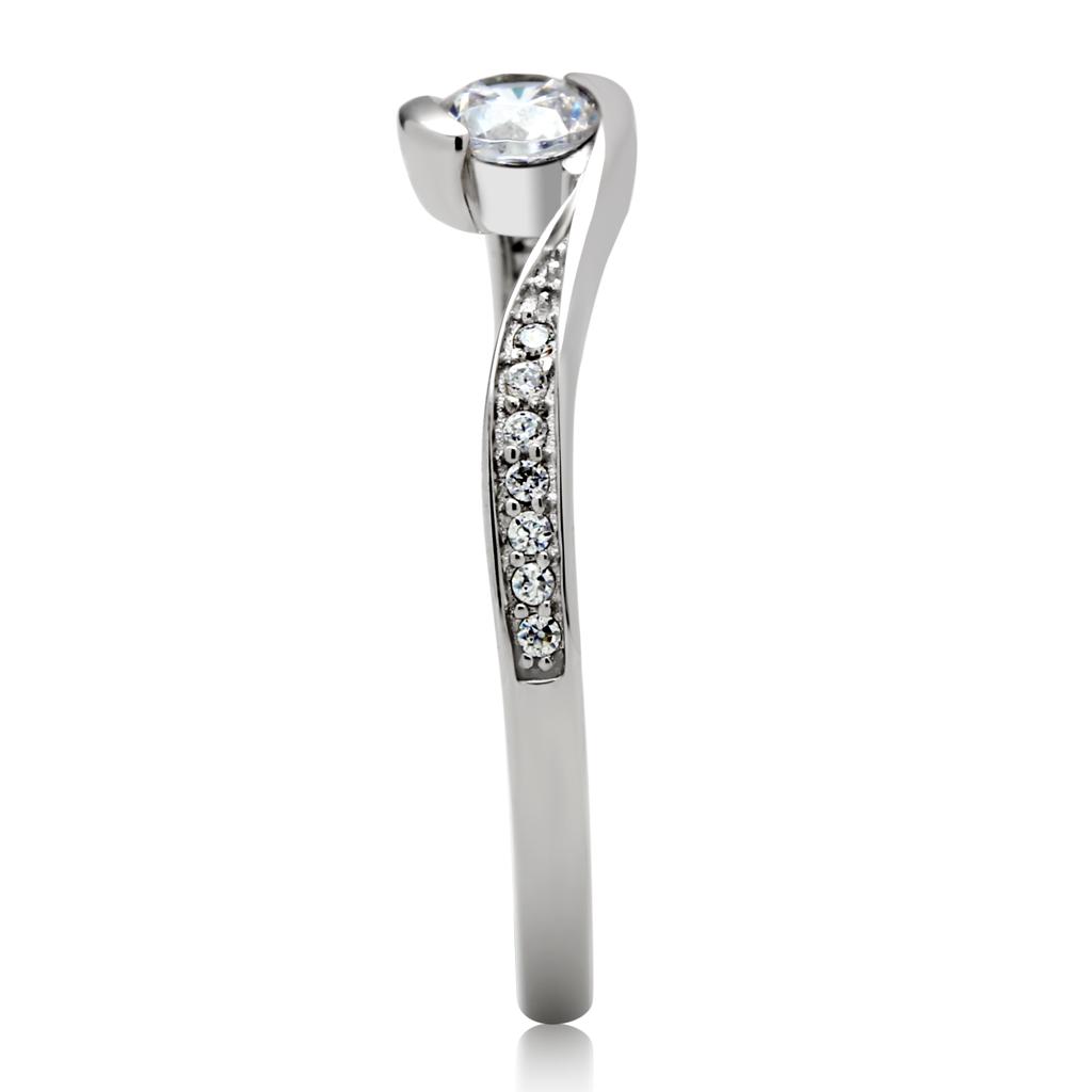 Rhodium 925 Sterling Silver Ring with AAA Grade CZ  in Clear