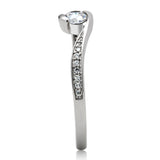 Rhodium 925 Sterling Silver Ring with AAA Grade CZ  in Clear