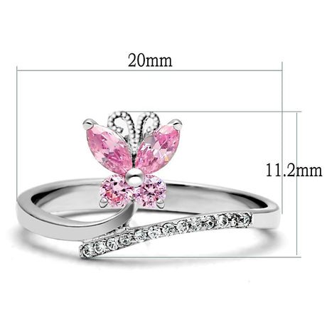 Rhodium 925 Sterling Silver Ring with AAA Grade CZ  in Light Rose