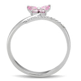 Rhodium 925 Sterling Silver Ring with AAA Grade CZ  in Light Rose