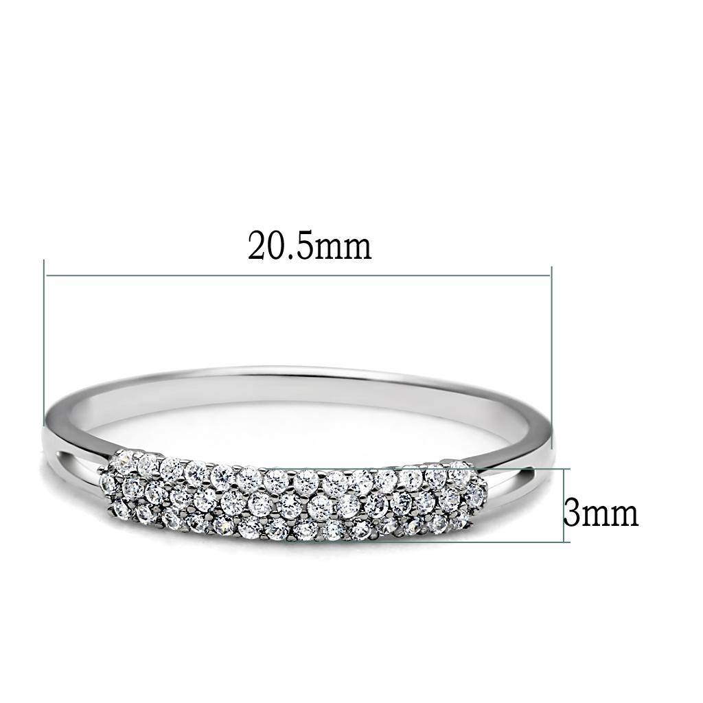 Rhodium 925 Sterling Silver Ring with AAA Grade CZ  in Clear