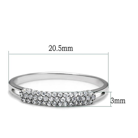Rhodium 925 Sterling Silver Ring with AAA Grade CZ  in Clear