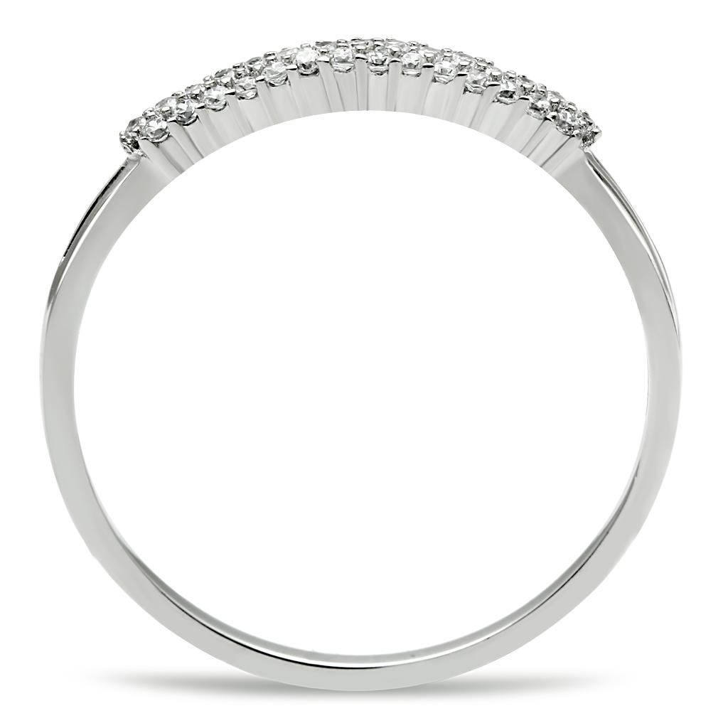 Rhodium 925 Sterling Silver Ring with AAA Grade CZ  in Clear