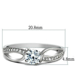 Rhodium 925 Sterling Silver Ring with AAA Grade CZ  in Clear