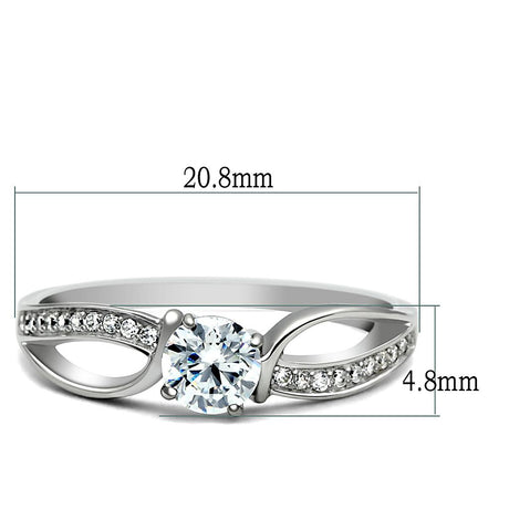 Rhodium 925 Sterling Silver Ring with AAA Grade CZ  in Clear