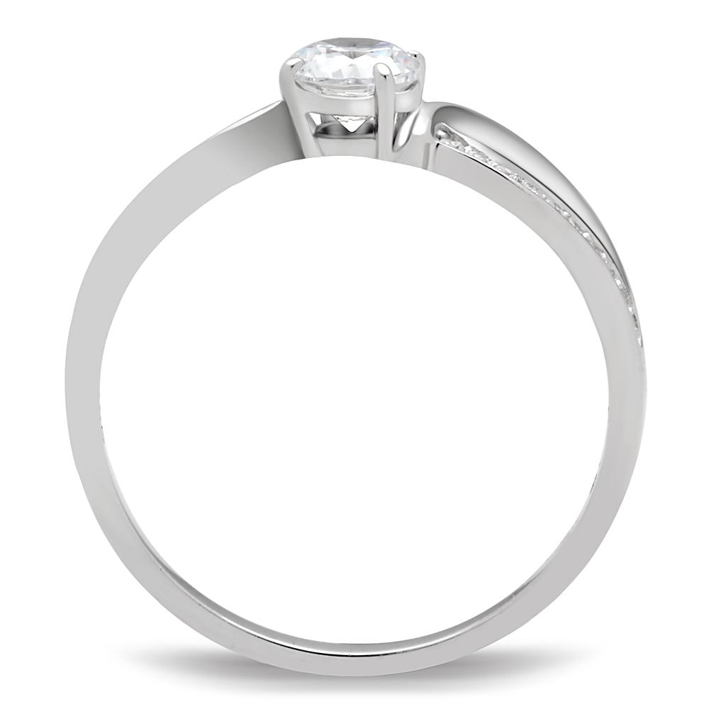 Rhodium 925 Sterling Silver Ring with AAA Grade CZ  in Clear